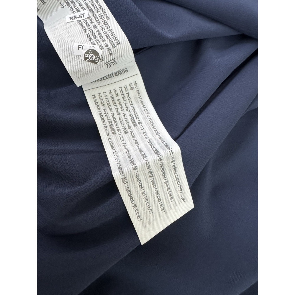 Abercrombie & Fitch Camille Puff-Sleeve Midi Dress Navy Blue Women's Medium - Picture 11 of 15
